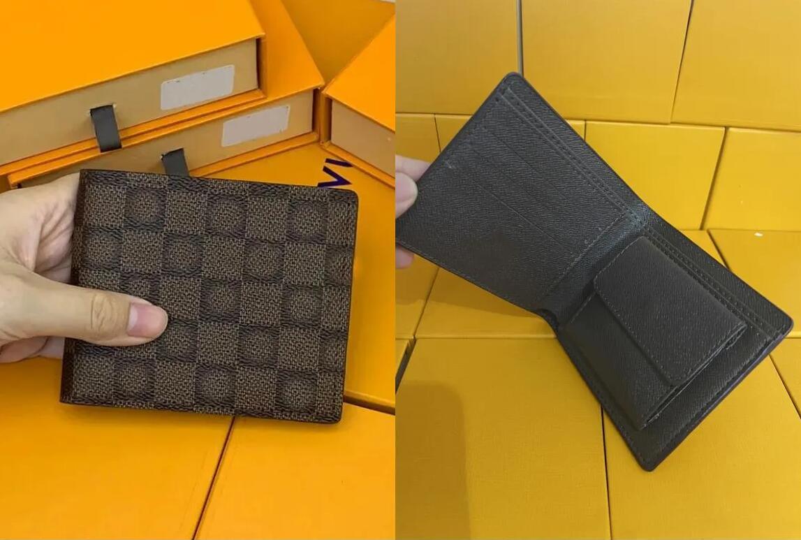 5a authentique créneurs en cuir portefeuille Men Solder Carte de fleurs Femmes Fashion Plaid Purse Purse Homme Embrayage Portefeuille Luxurys Sac
