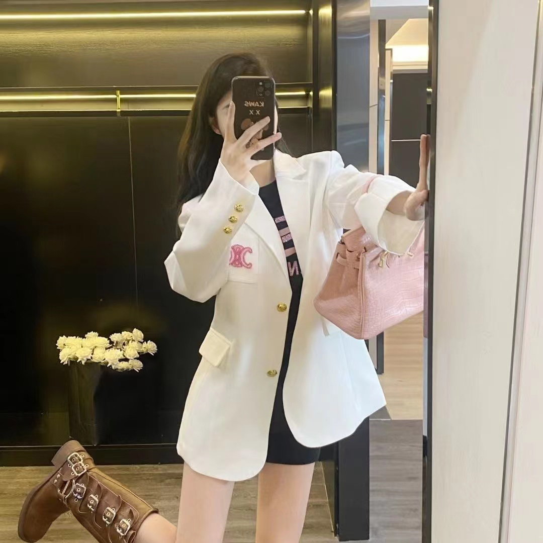 Designer autumn and winter perfume celebrity suit women's coat winter long thick loose velvet temperament black small suit top
