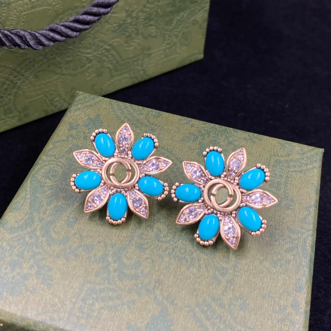 Luxury Jewelry Earrings Diamond Flower Green Leaf earrings Jewelry gifts-image-962969708