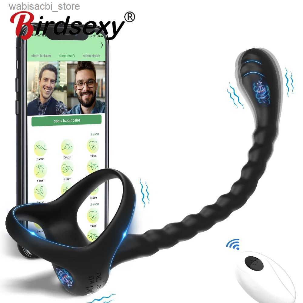 Other Health Beauty Items APP Remote Penis Ring Anal Plug Vibrators For Men Cock Ring Delay Exerciser Prostate Stimulator Massager Adult Toys for-image-963170201