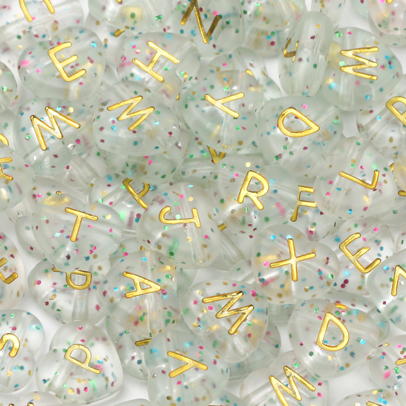 50pcs Glitter Gold Color Letter Beads Flower Shape Alphabet Acrylic Beads For Jewelry Making Crafts Charm Diy Earrings Bracelets