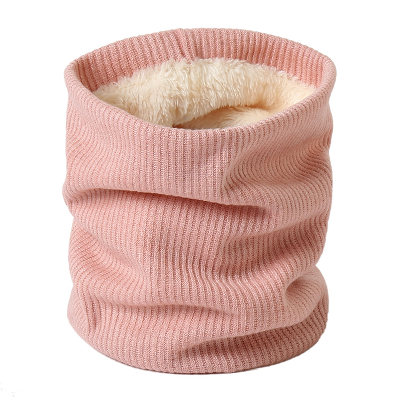 Autumn and Winter New Cervical Scarf for Men and Women with Velvet Warm Pullover Scarf Vertical Stripe Solid Color Knitted Sleeve High Collar