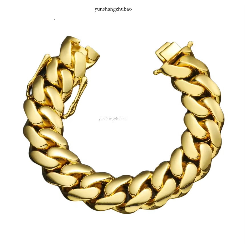 Wholesale Hip Hop Jewelry 20mm 22mm 14K Real Gold Plated Brass Heavy Miami Cuban k Mens Bracelet