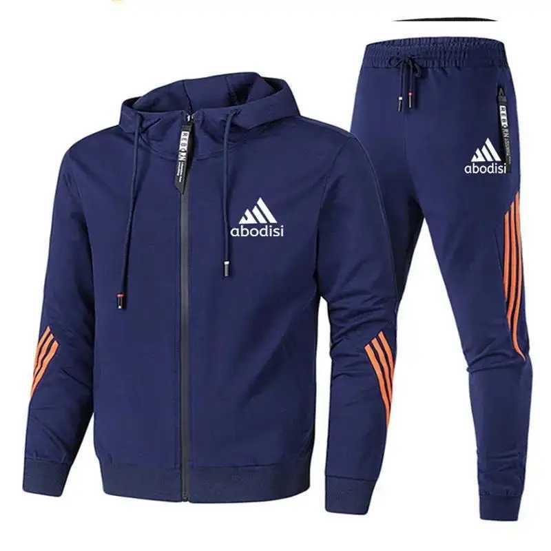 Men's Tracksuits 2024 new casual sportswear mens hooded sweatshirt and mens hooded sweatshirt two-piece zipper hooded sweatshirt sports pant
