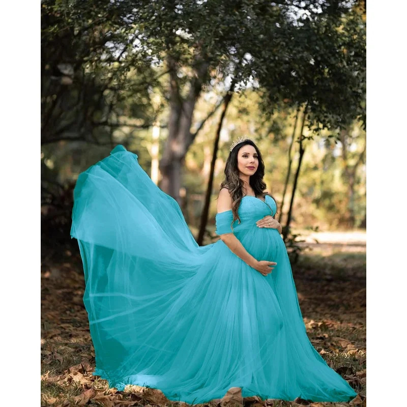 Off Shoulder Lace Maternity Dress for Poshoot Pregnancy Dresses Pregnant Womens Gown Pography Props Po Shoot 240326 M260226-image-1095546838