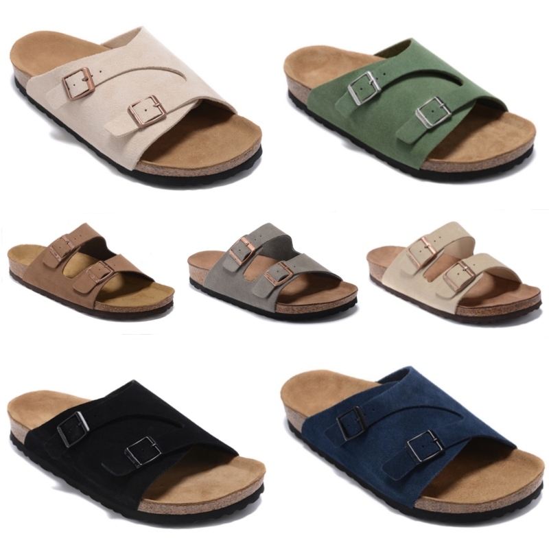 New Hot Cork slippers Men Women Flip Flops beach Platform Sandals Leather shoes Summer Wide Lady Flat Sandals fashion luxury designer trainers EU