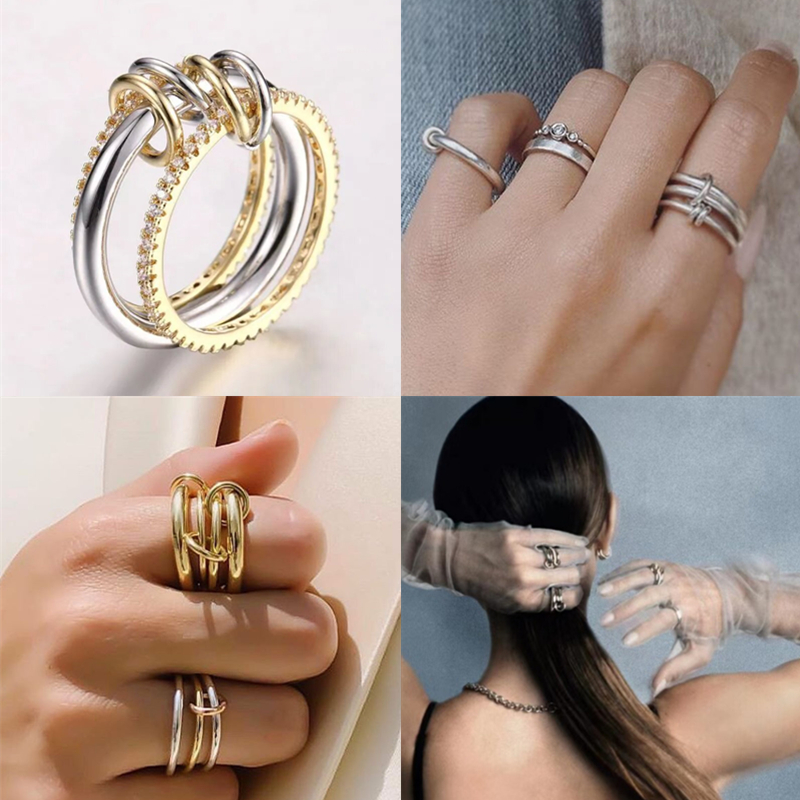 designer Band Rings ring New luxury Industrial wind jewelry gold 925 sterling silver multiple ring gift-image-962986741