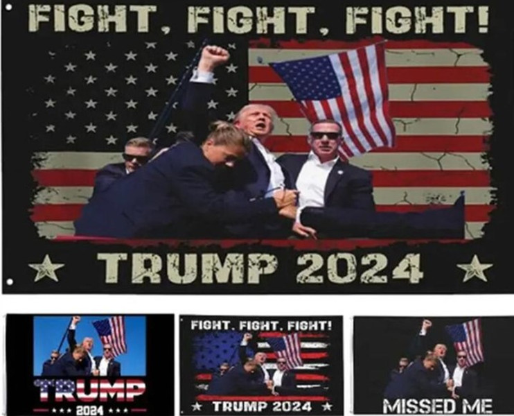 Trump Shot Flags 2024 Make America Great Again Flags 3X5 feet (90X150Cm) Trump Shooting Survived Ear Bullet-Proof PA Pennsyania Rally 0723-image-529746016