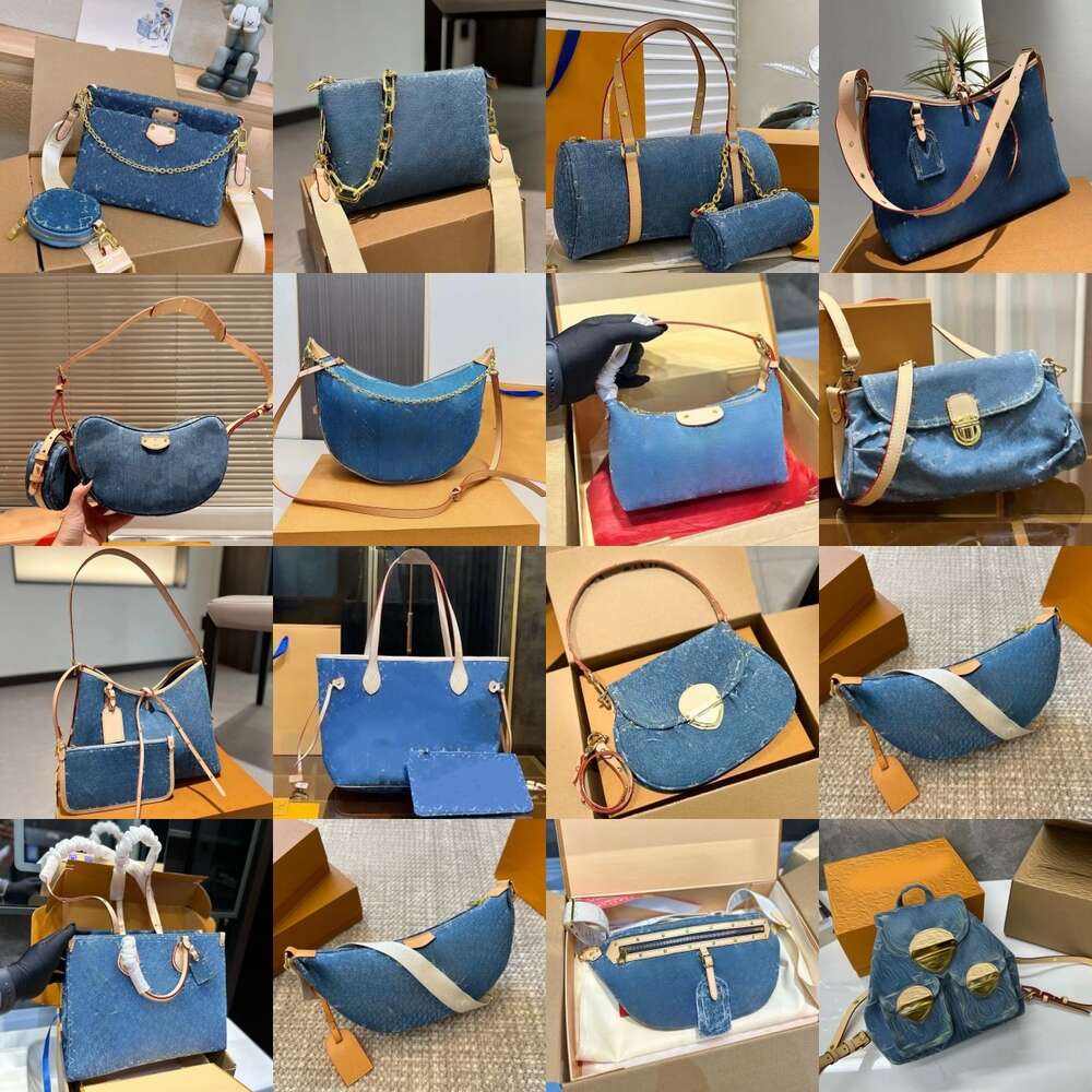 Summer Denim Bag Designer Tote Bag Women Shoulder Bag Men Blue Canvas Handbag Hobo Cluth Bags Beach Versatile Flip Wallet 18 Styles 