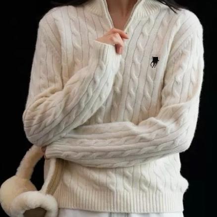 24fw Designer Womens Sweaters Soft Winter Warm Knit Sweater pullover New Polo collar half zipper twisted flower knitted sweater S XL soft