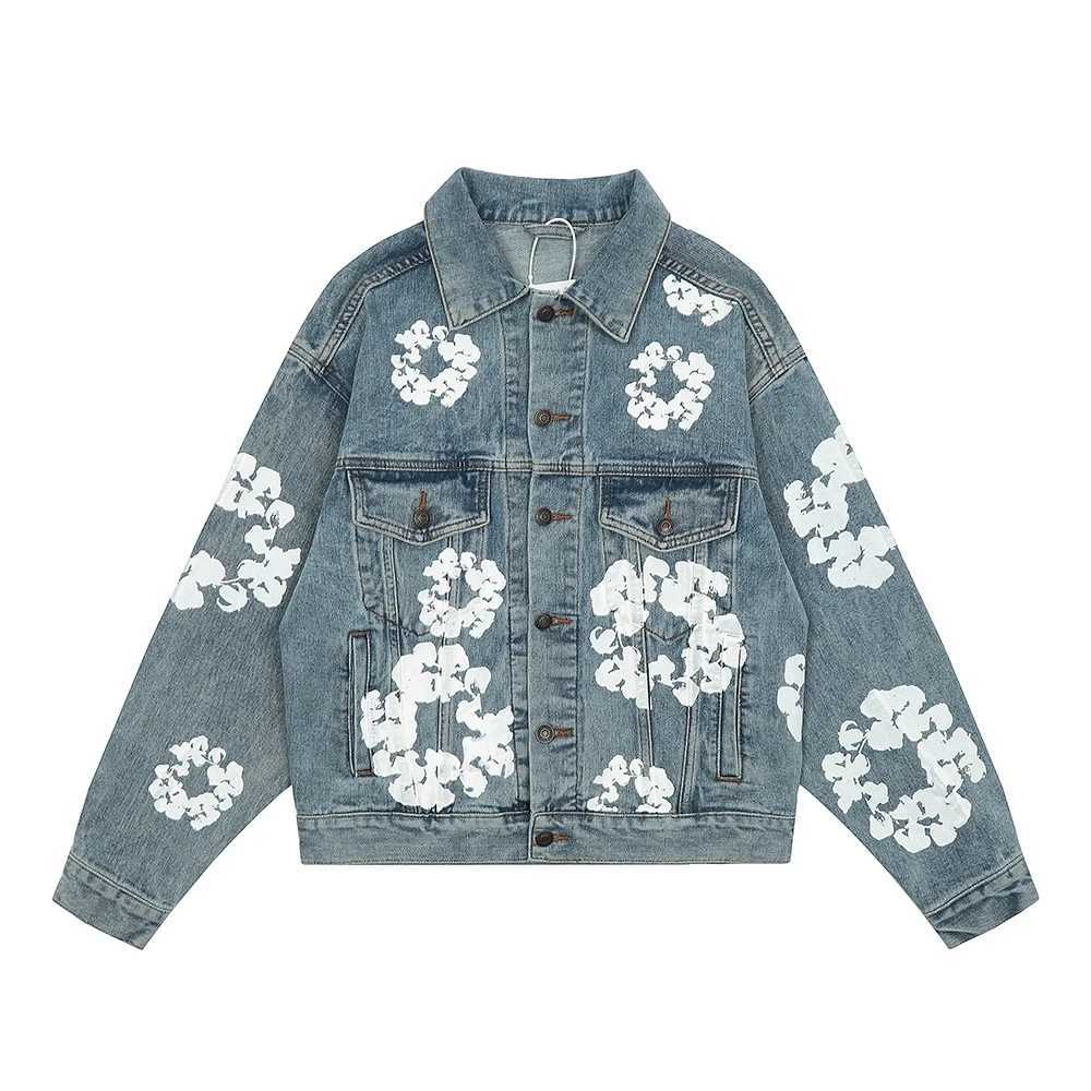 Men's Jackets High purity printed mens denim jacket Chaquetas Hombre pocket Y2k denim jacket unisex casual jacket womens clothing T241111