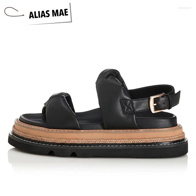 Sandals alias mae mode femme élégant noir chunky ville promenade de plate-forme molle soft chaussures robes décontractées les pantoufles assortie