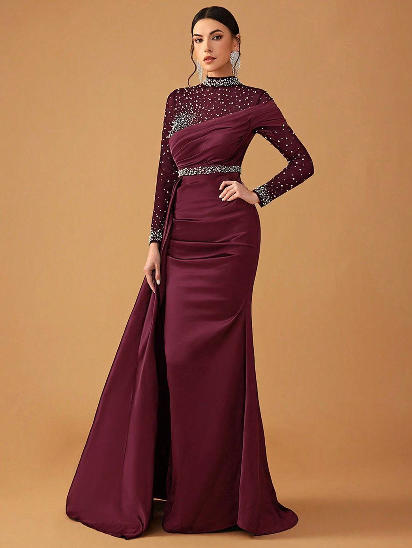 Elegant Arabic Dark Green Formal Evening Dresses Glitter Sequined pearls beaded bling Mermaid Prom Dress Peplum Floor Length Women Shiny new Spec