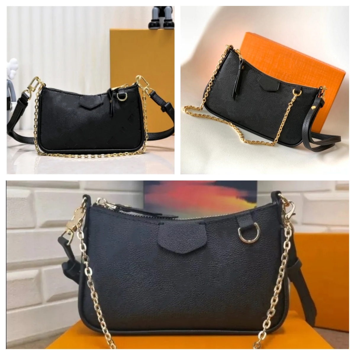 Designer Bag EasyPouchonStrap Purse Bag Tote Bag Clutch Purse Women Messenger Crossbody Chain Shoulder Bags Wallets Ripples Tote 4 colors