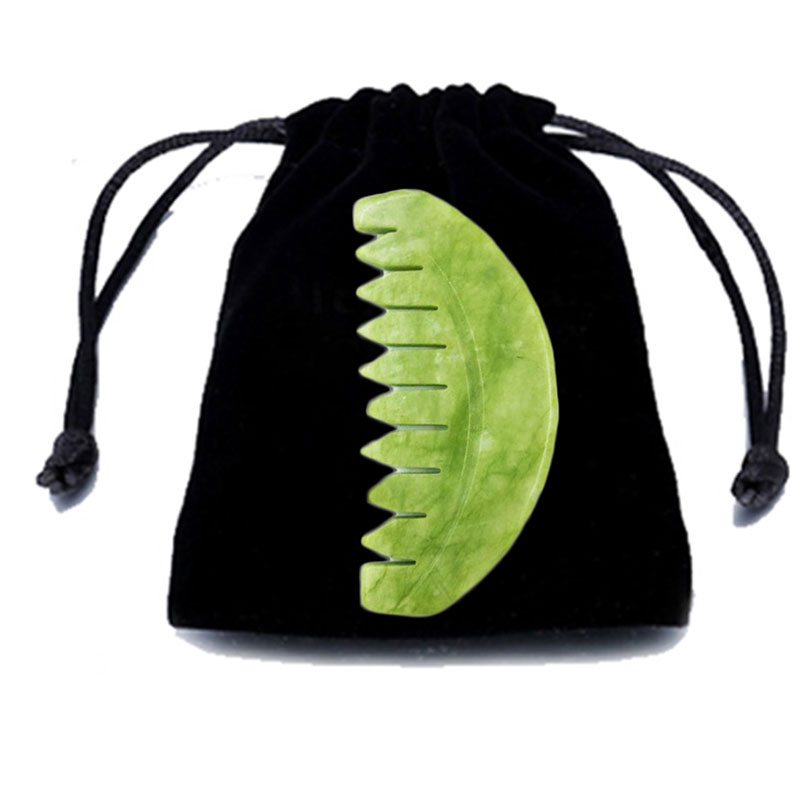 Natural Jade Comb Spa Acupuncture Head Care Massager Green Jade Comb Head Massager Beauty Tools Relaxing Comb Health Care Comb