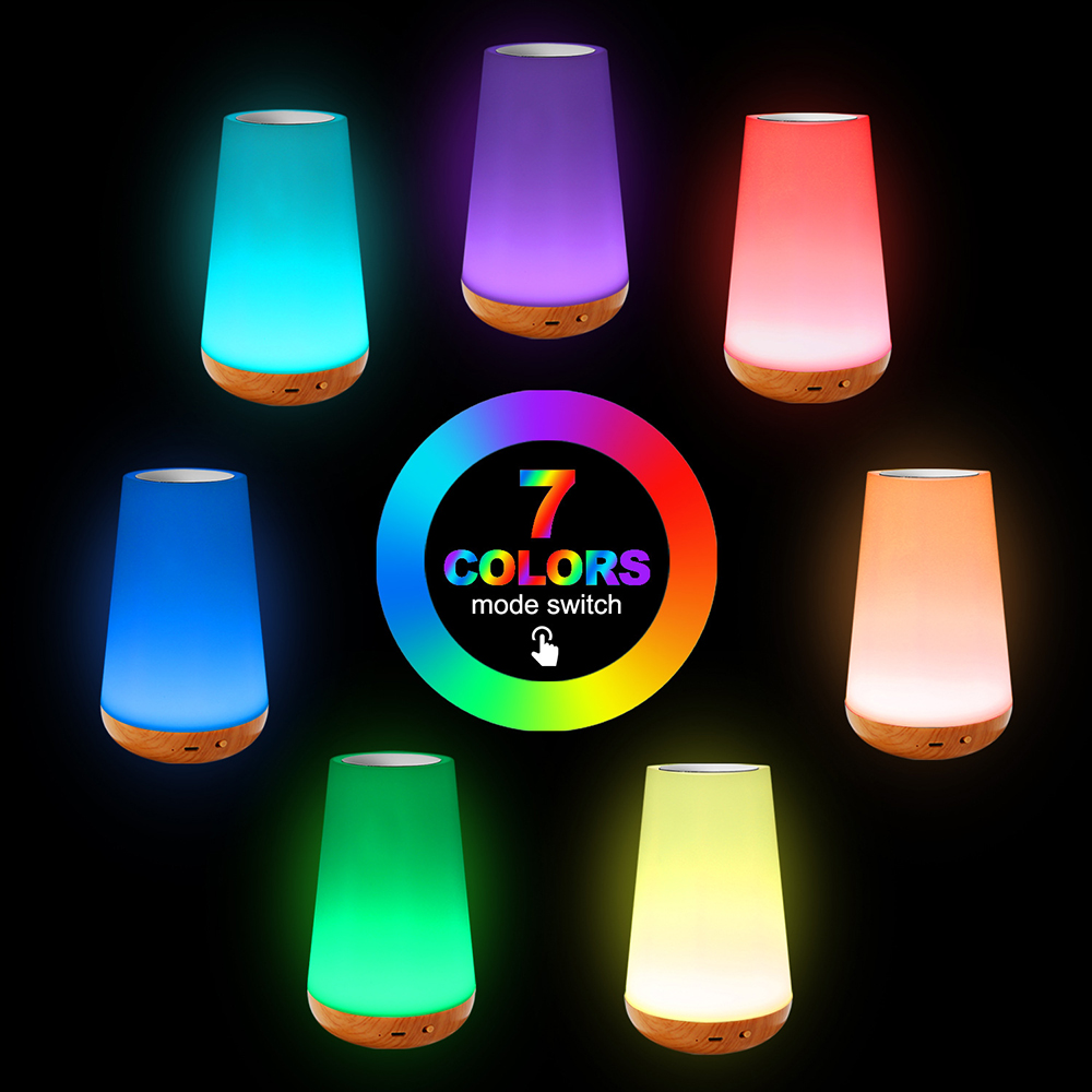 13 Color Changing Night Light RGB Remote Control Touch Dimmable Lamp Portable Table Bedside Lamps USB Rechargeable Night Lamp-image-993782744