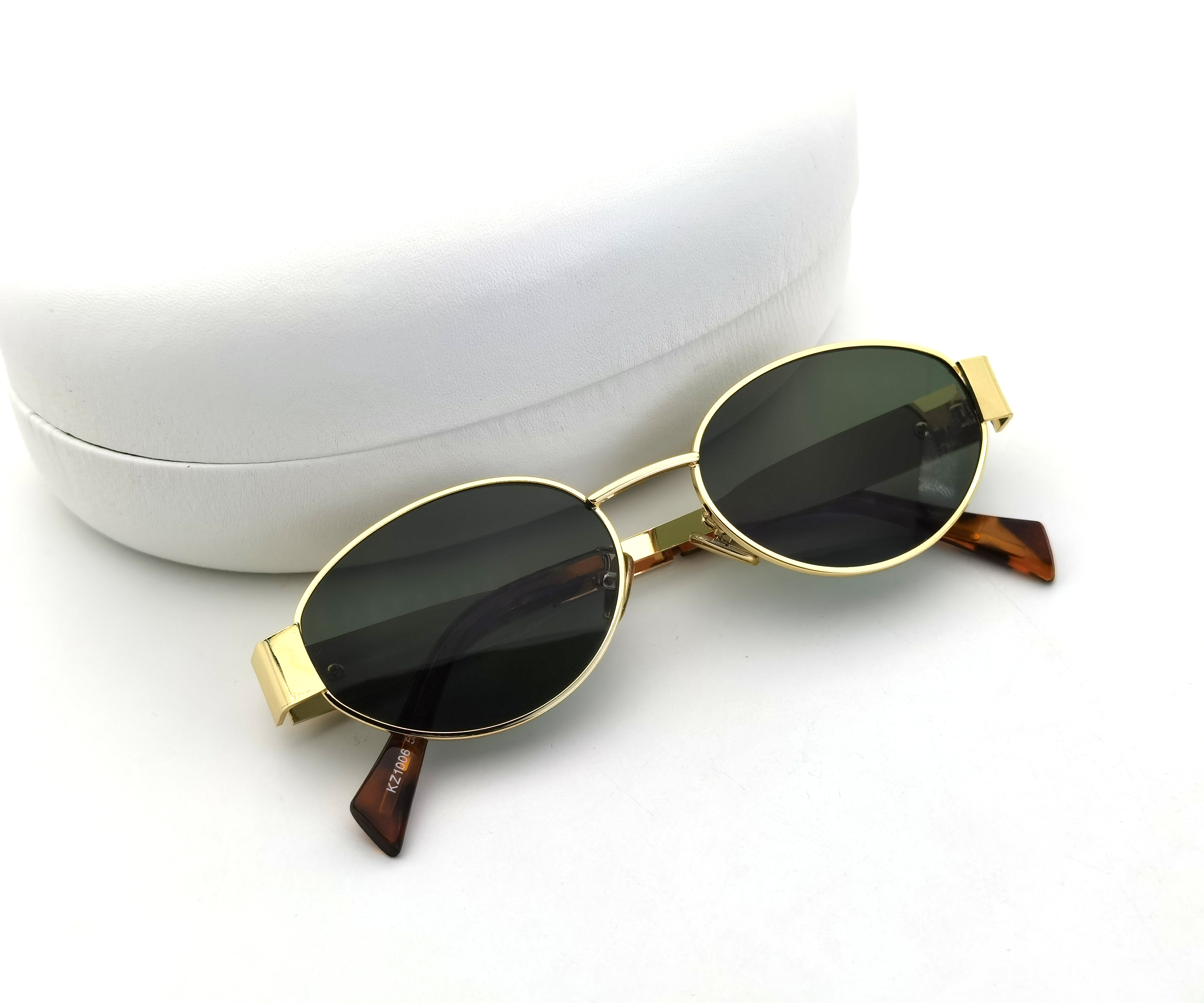 Luxury designer sunglasses Triomphe Oval Frame Glasses same Sunglasses beach street photo small sunnies metal full frame with box and evething-image-979754192