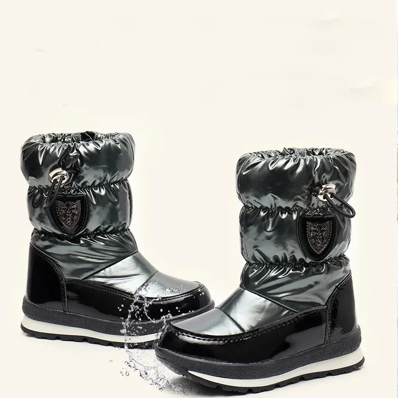 Ski Boot Kids Snow Boots Fleece Children Cotton Shoes Warm Snowboard Boy Girl Waterproof Nonslip Wool 241112