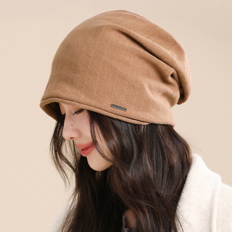 Korean Version Beanies Autumn and Winter All-match Lazy Feeling Pile Hat Big Head Face Small Hat Thin Cold Beanie
