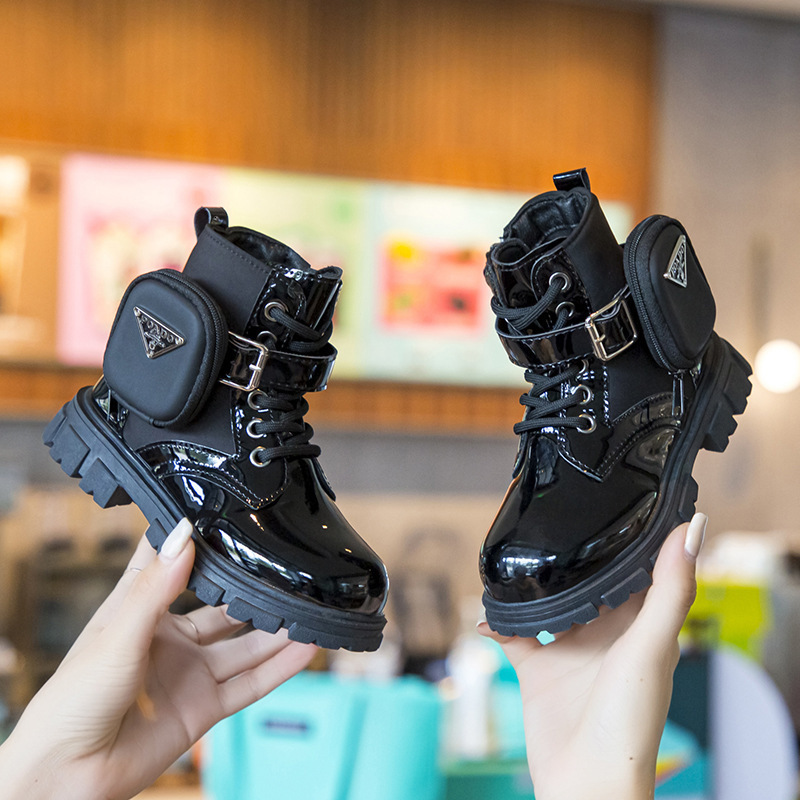 Girls Little Leather Boots 2024 New Spring and Autumn Single Boots Big Boy British Style Childrens Performance Boys Martins 220921