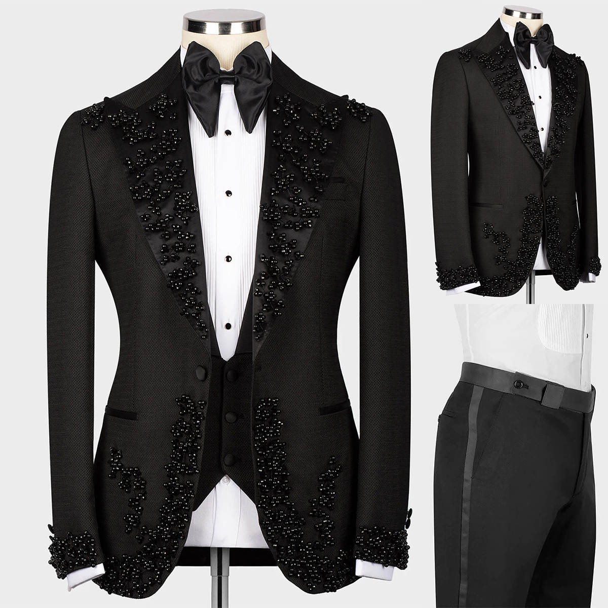 Fit Men Three Pieces Sets Pants Jacket Coat Peaked Lapel Wedding Tuxedos One Button Business Formal Groom Wear Custom Made