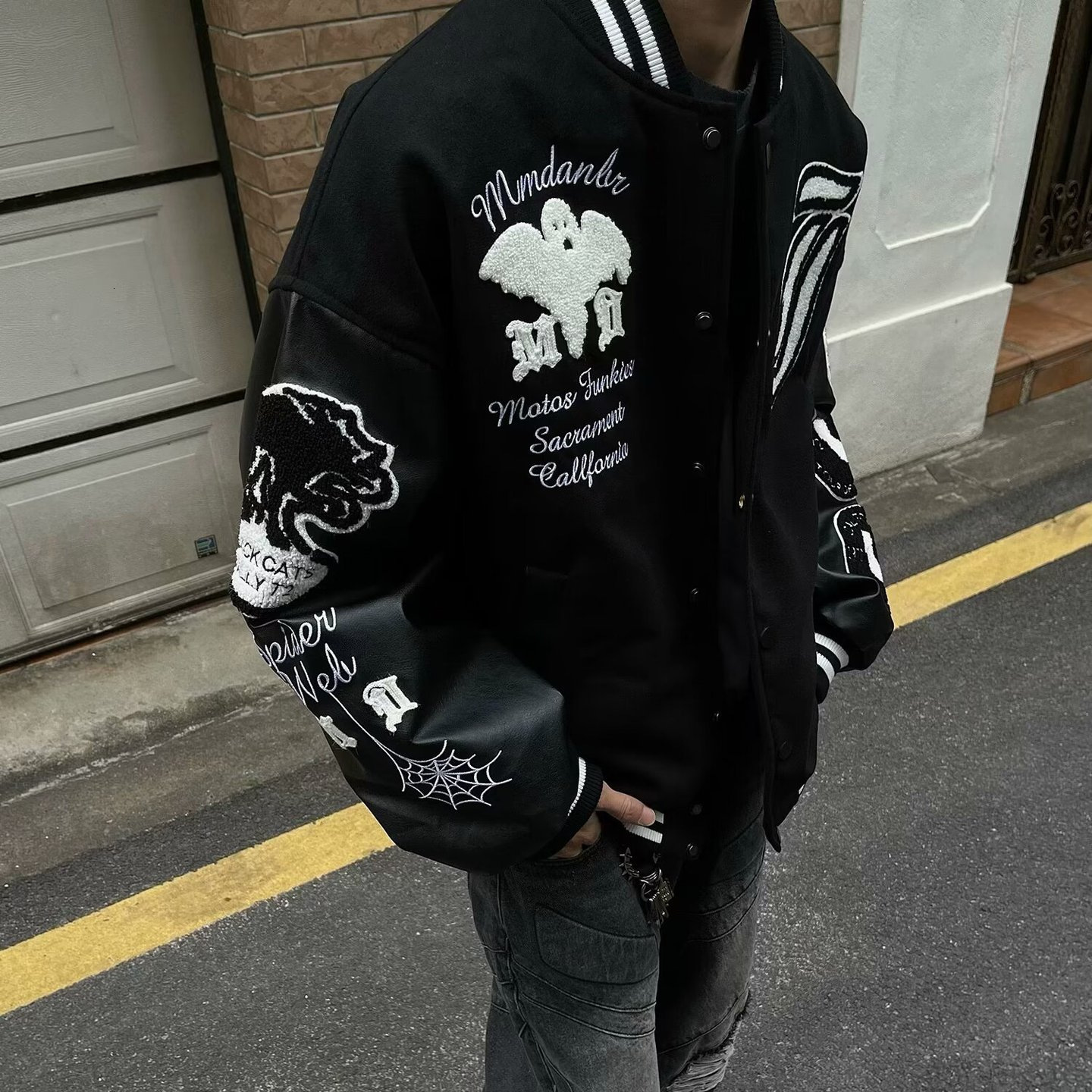 Men's Jackets Men's Letter Printed Jacket Coat Men's Y2K Street Hip-Hop Retro Baseball Uniform Couple Casual Sports All-Match Jacket