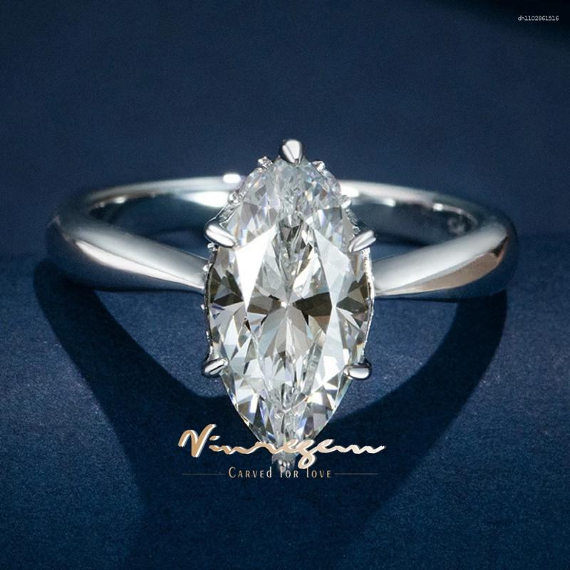 Cluster Rings Vinregem 7 14MM 3CT Marquise Cut G Color Lab Created Sapphire Gemstone 925 Sterling Silver Fine Jewelry Ring Size 4-11