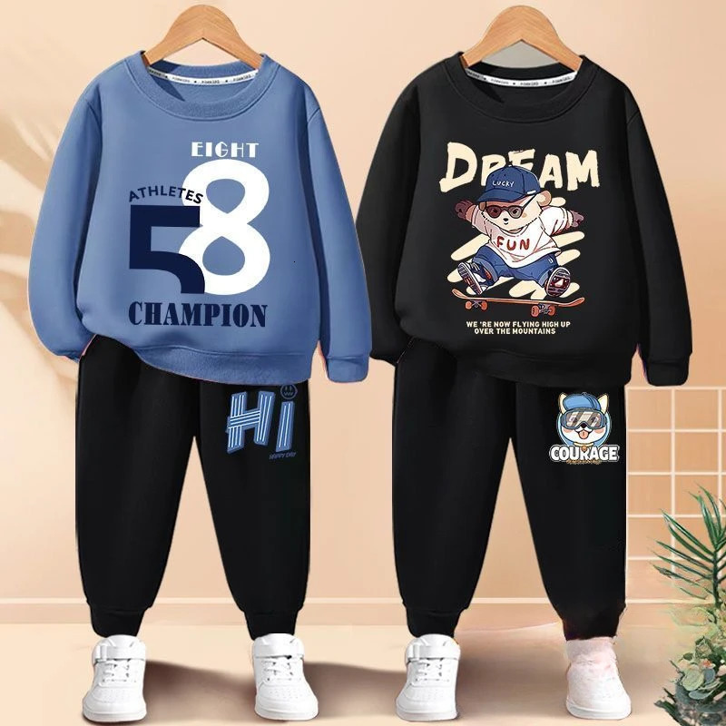 Boys Sweatshirt and Sweatpant Two Piece Suit Childrens Clothing Sets Kids Sport Clothes Set Spring Autumn Boy Tracksuit 241112