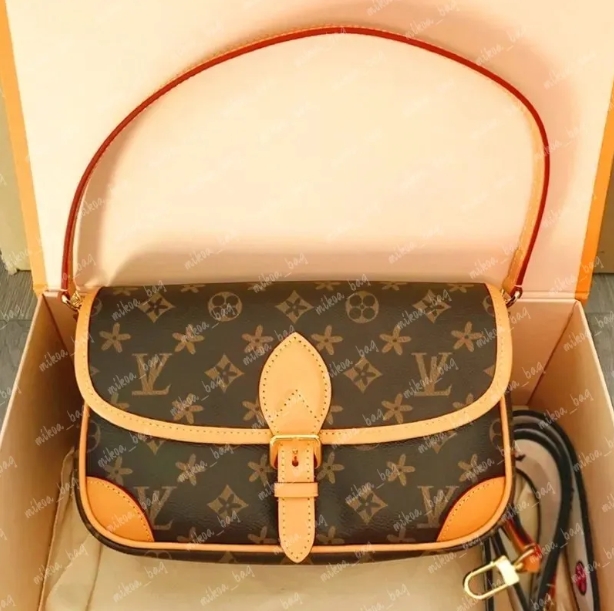 Designer bag tote bag Diane Baguette bag women's fashionable crossbody bag classic brown embossed handbag multiple styles silk shoulder stra