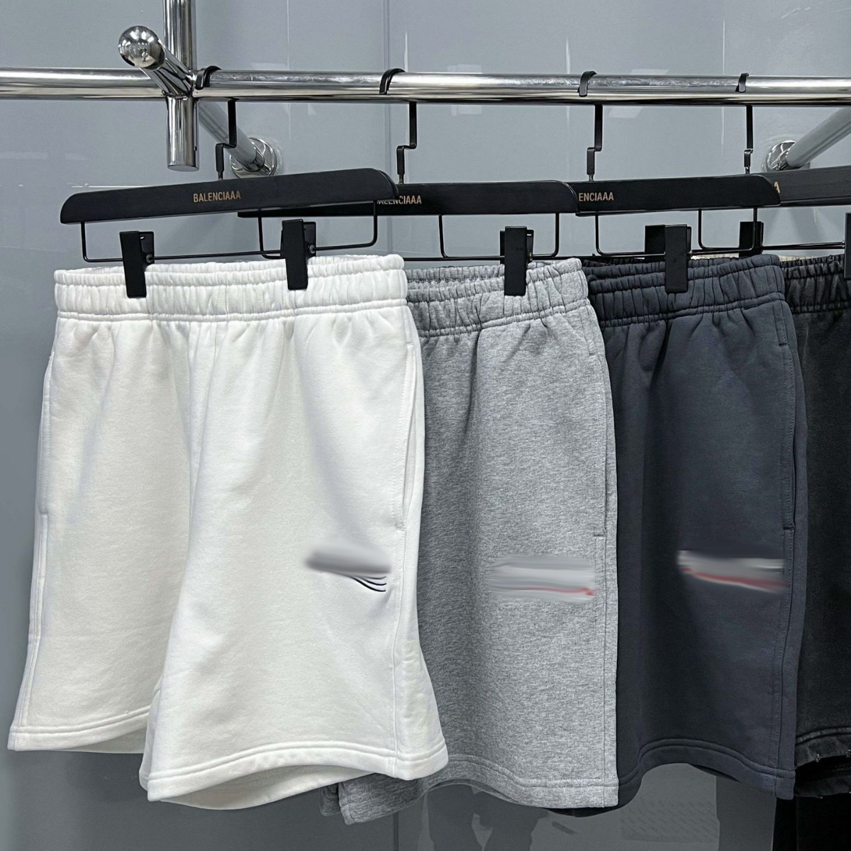 balenciaga shorts pour hommes classiques de style Paris coton élastique lavage lavage lettre de lavage de broderie