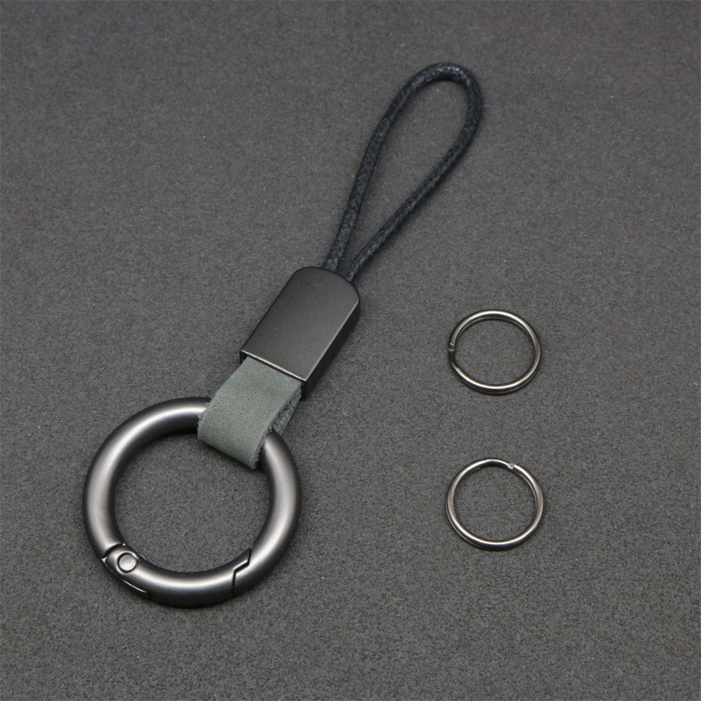 Anneau haute élasticité printemps bleu marine, bijoux populaires, pendentif en cuir, couche de tête givrée, porte-clés Durable