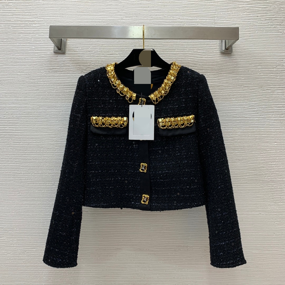 1119 xxl 2024 Milan Runway Autumn Automne Femme's Outwear Long Mancheve Coure Crew M manteau noir Bouton Bouton Fashion Vêtements Womens Weinig24