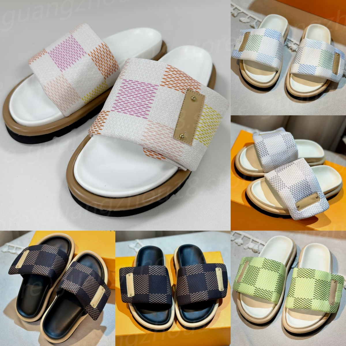 10A Premium Designer Slippers with Plaid Pattern Women Men&#039;s Daily Style Shoes Couple&#039;s Breathable Slippers Holiday Shoes 26971-image-964036014