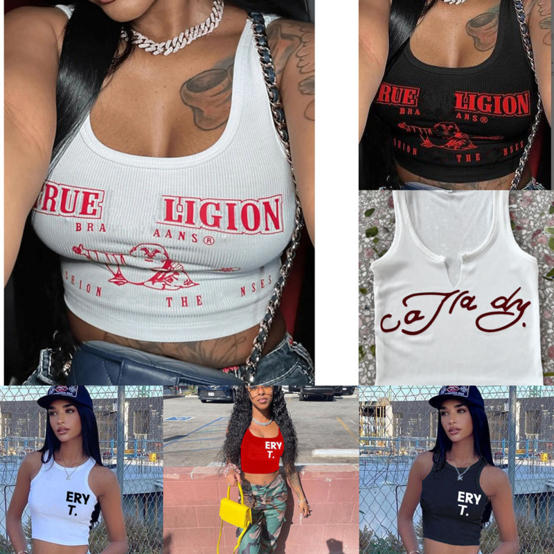 2024 Sexy Vest T-shirt Fashion Open Collar Womens Designer Printed Letter Tshirt Small Tank Crop Top Pit Stripe Camis Tee Shirt