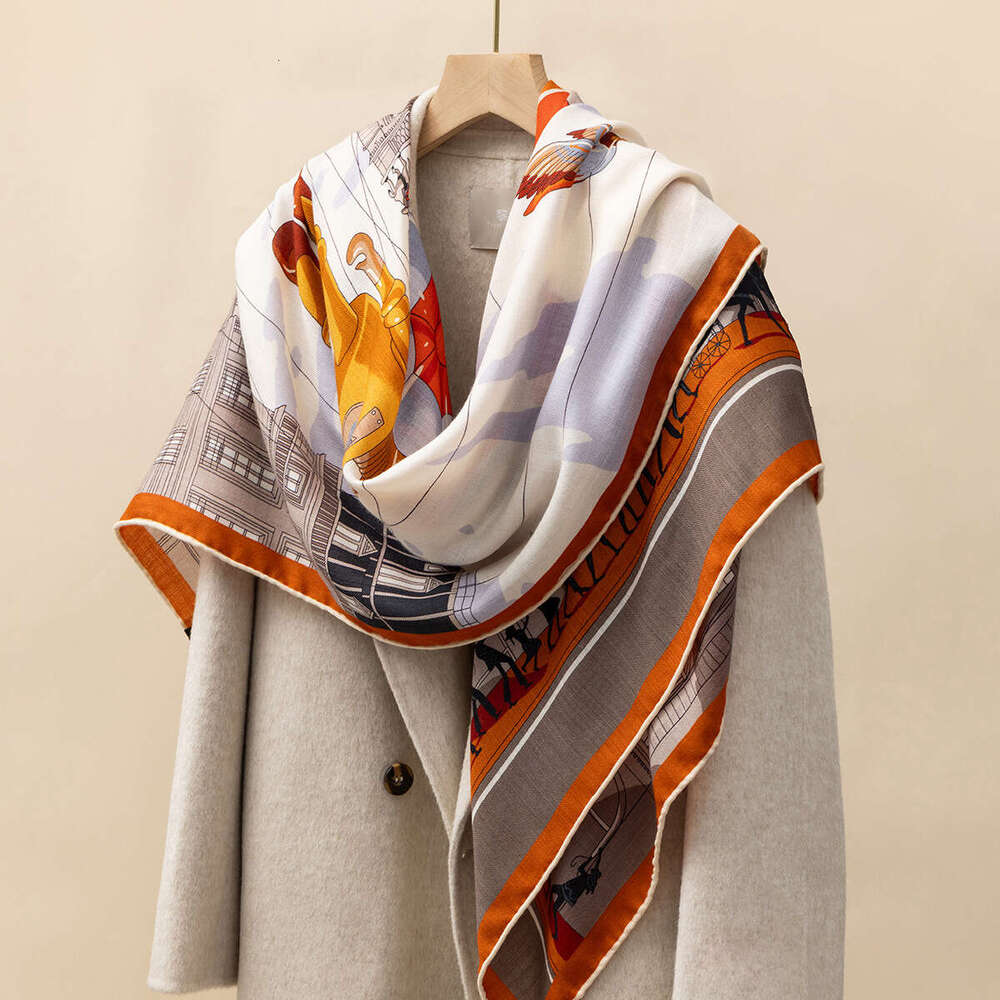 24 year new high-end double-sided wool for women's winter warmth, thin and skin friendly silk cashmere shawl square scarf
