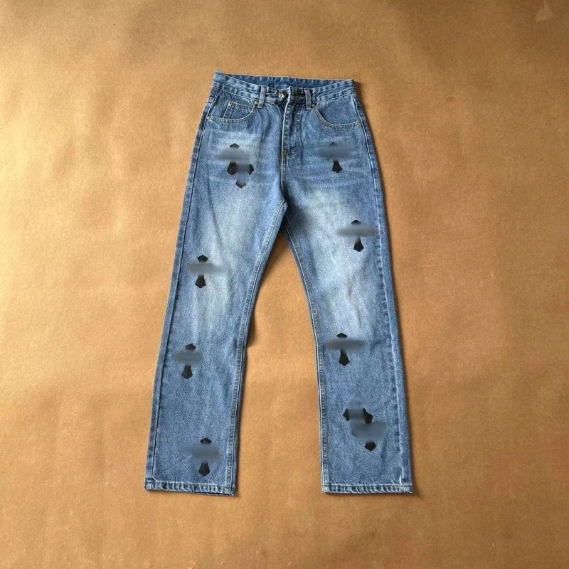 Men's Jeans designers Jean trousers Men Embroidery Patchwork Ripped For Trend Brand Motorcycle Pant Mens Skinny fashion Jeans straight pants