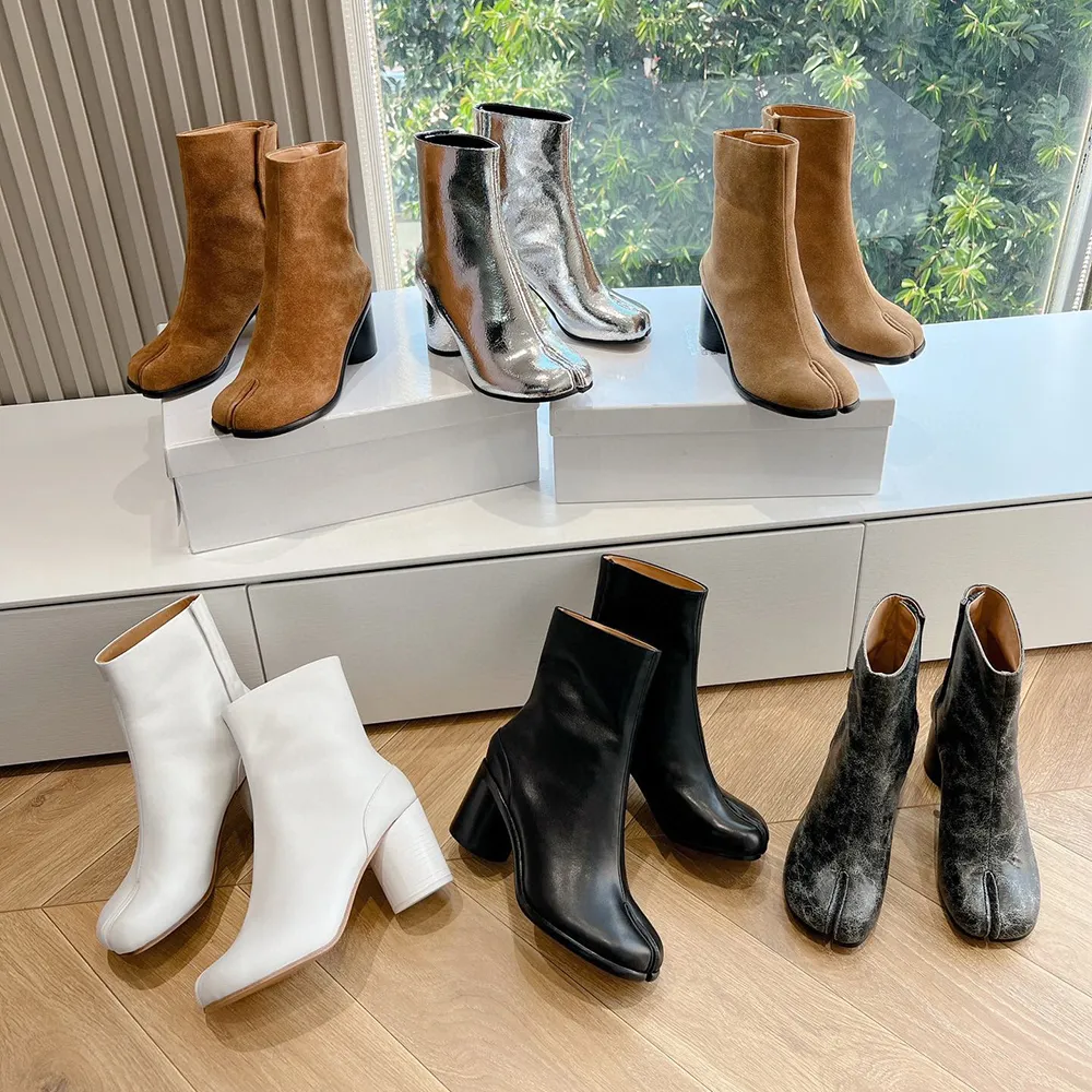 Womens maison tabi boot Fashion Designer Shoe autumn booties track Luxury Dress rain Ankle boot Lady Wedge Casual leather boots Loafer Chunky heel w
