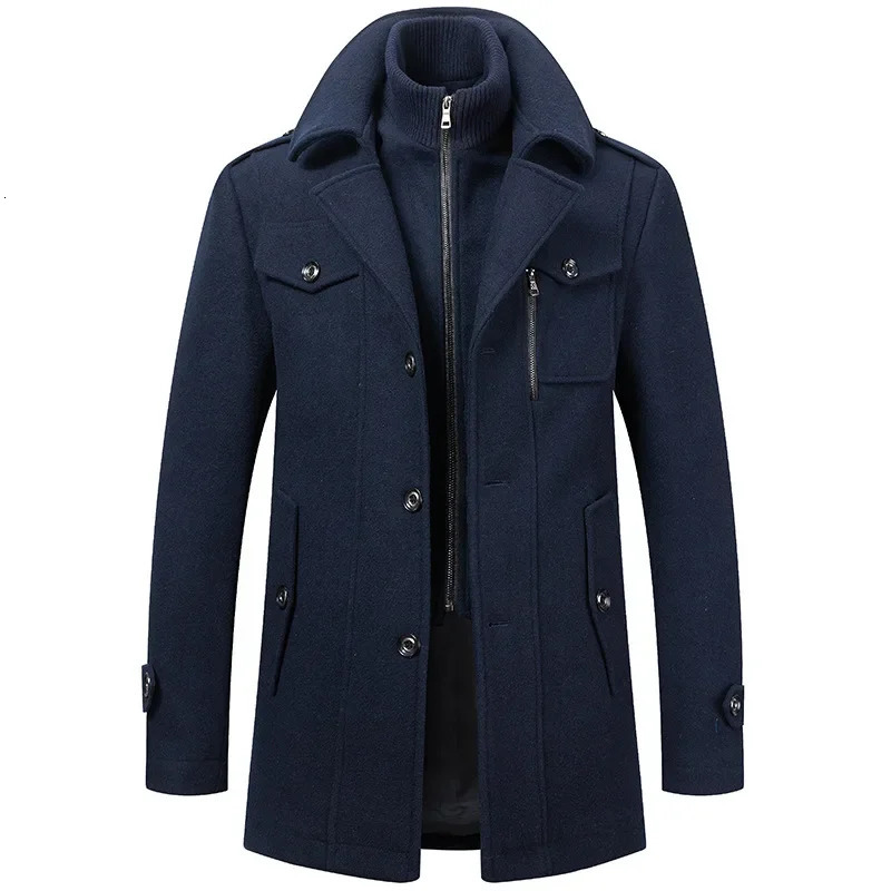 Autumn Winter Mens Business Woolen Jacket Top Quality Fashion Double Neck Thicked Warm XLong Wool Coats Men 5XL 241108