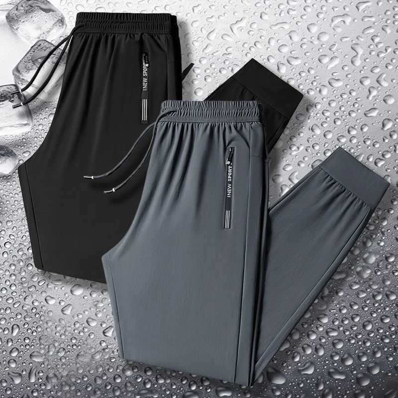 Summer Silk Trousers Mens Fashion Casual Quick-drying Breathable Sports Pants 8XL Outdoor Fishing Overalls High Elastic PantsXJ241112