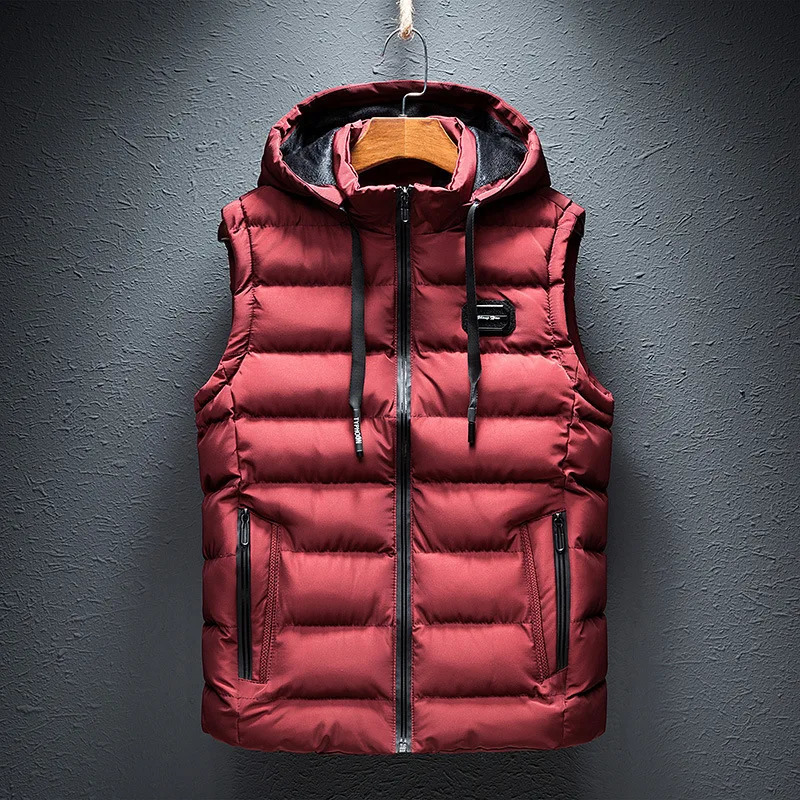 Mens Loose Casual Jacket Sleeveless Zipper Down Vest Male Solid Color Autumn Winter Warm Vests Mens Stand-up Collar Oversize 241113