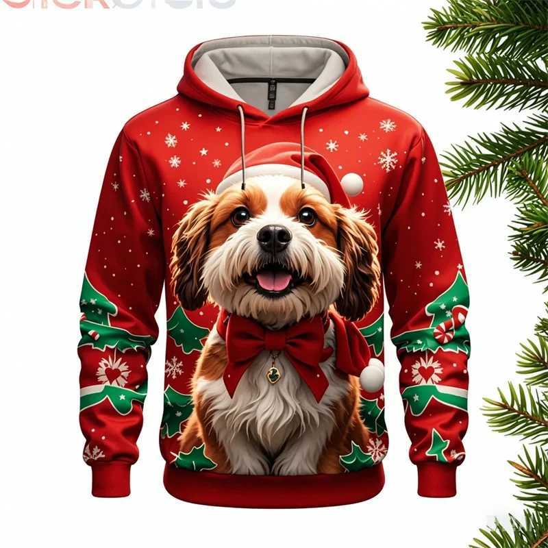 Hoodies de fête de Noël pour hommes 3d Priving de chien de chien animal imprimé pull de sweat sweat-shirt lx241113 pour hommes décontractés