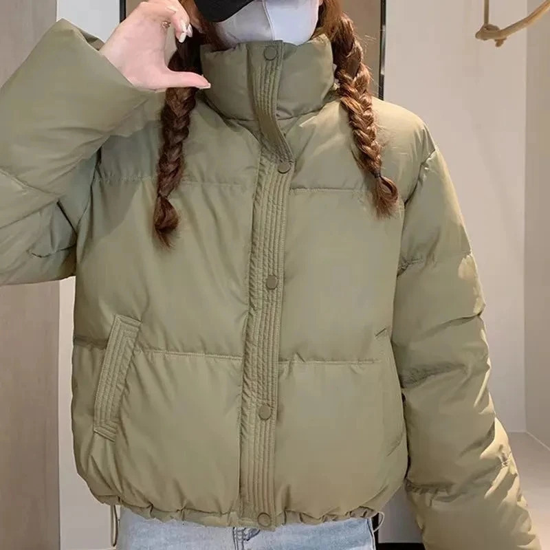 Winter Warm Thick PU Leather Coat Short Parkas Fashion Black Cotton Padded Lady Down Jacket Elegant Zipper Clothes 2024 241108
