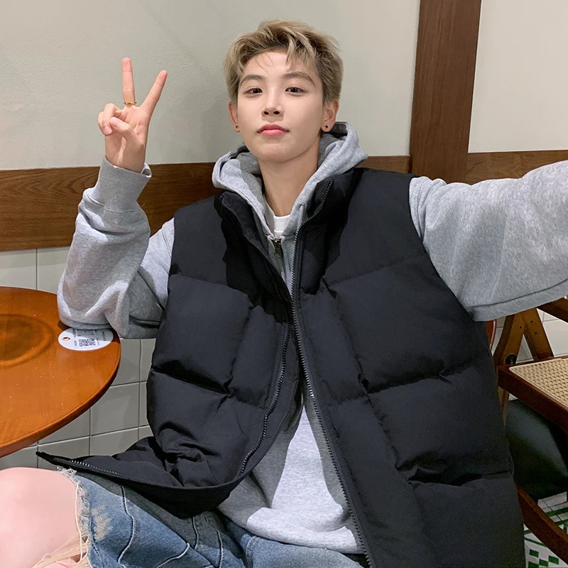 Winter Thick Vest Men Warm Fashion Thicken Vest Men Streetwear Korean Loose Sleeveless Coat Mens Jacket Large Size 5XL 241113
