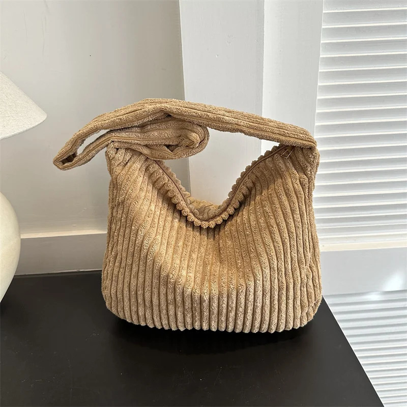 Simple Corduroy shoulder cross body bag solid color wallet and handbag womens casual messenger bag 241112