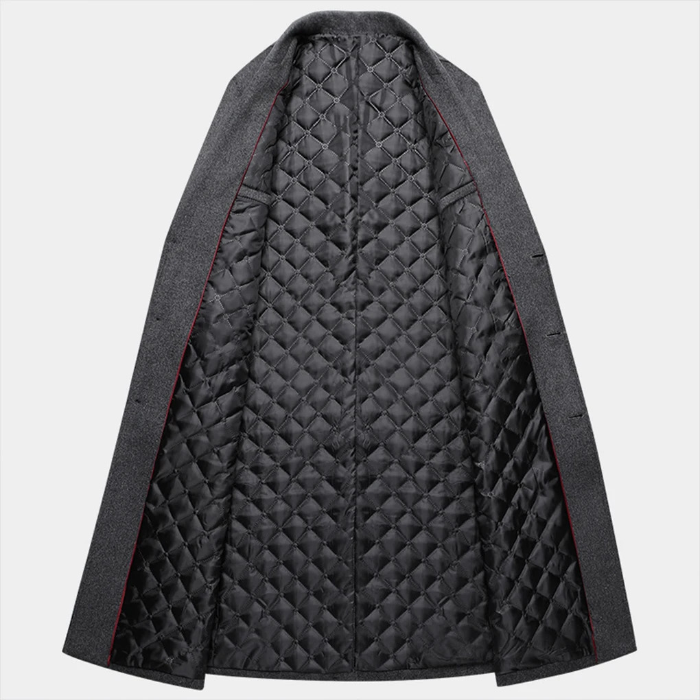 Wool collar coat thick cashmere coat mens coat gray 241112