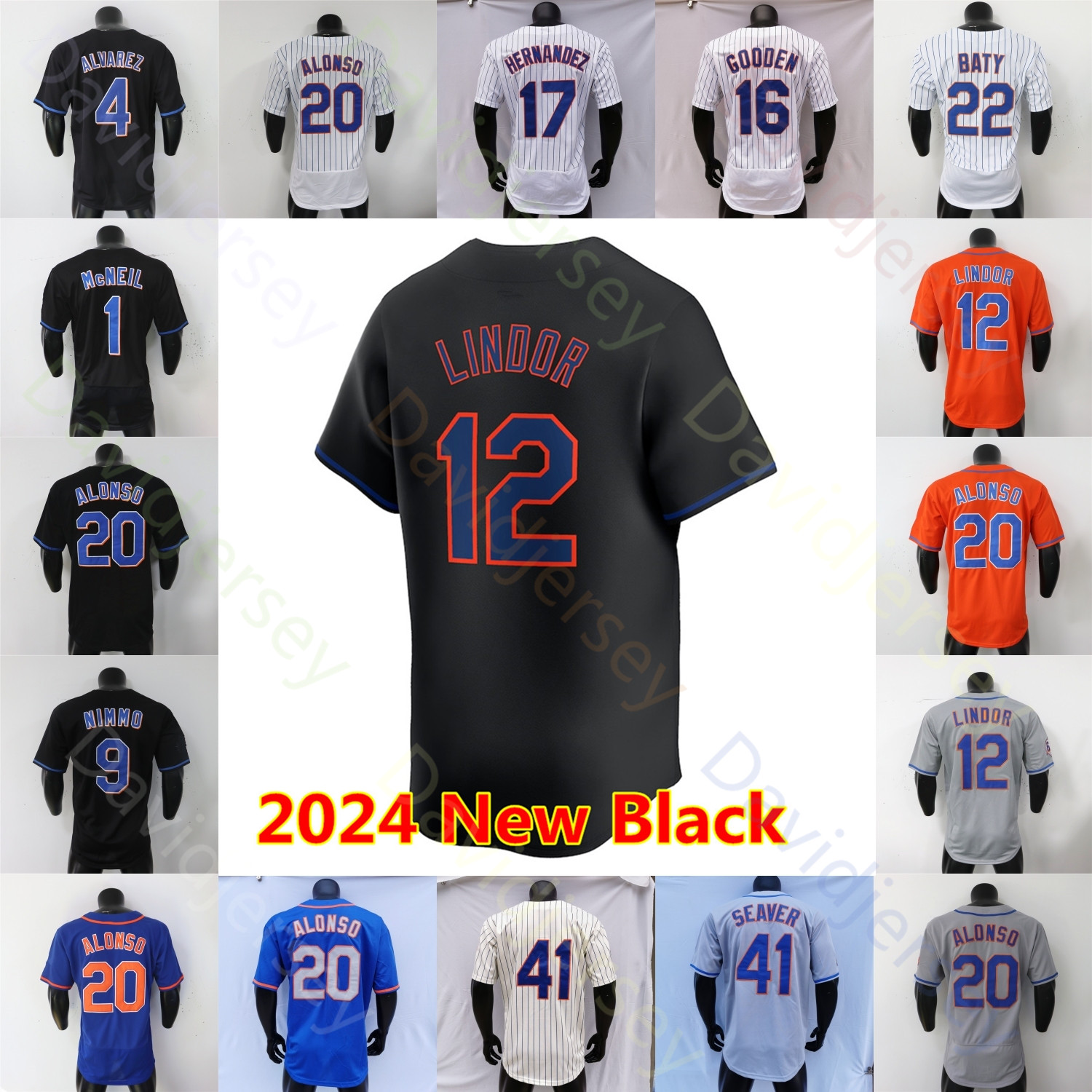 Baseball Jersey Francisco Alvarez Pete Alonso Kodai Senga Francisco Lindor Edwin Diaz Brett Baty Brandon Nimmo Drew Gilbert Luisangel McNeil Bader Martinez COLON 