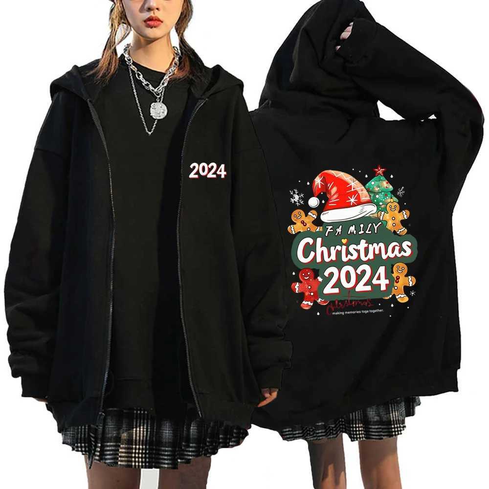 Joyeux Noël zip up sweatshirts de Noël jour y2k vêtements mens sweats à swets décontractés en mollets à capuche chauds à capuche couches lx241113