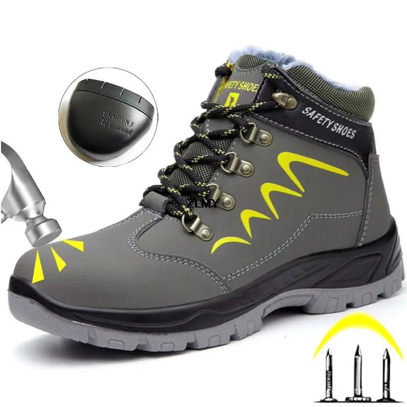 Zlmy hommes chaussures d'orteil en acier hautes bottes de travail de travail indestructibles chaussures de sécurité homme puncture sneaker sneake