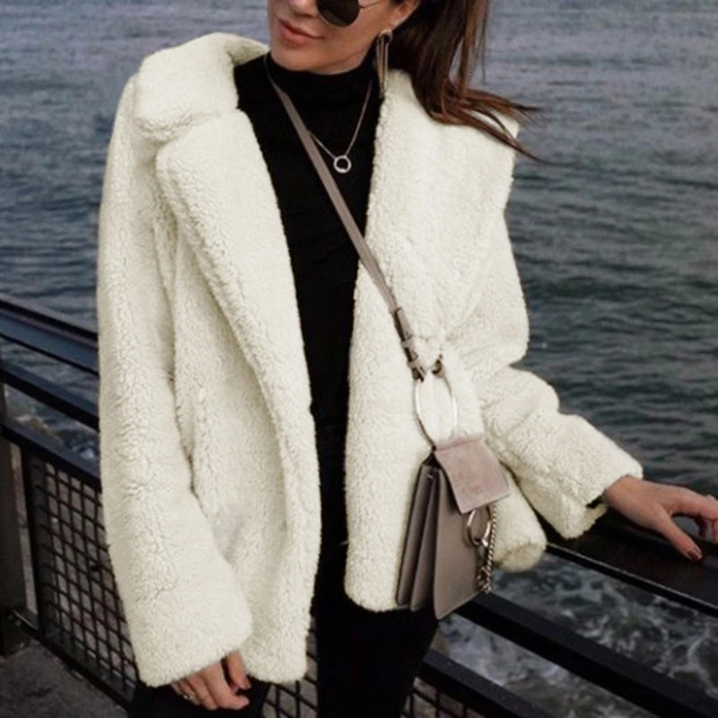 Collar Set Artificial Fur Womens Jacket Winter Short Fluffy Coat Thick Warm Artificial Fur Plush Jacket Teddy Fur Coat 241112