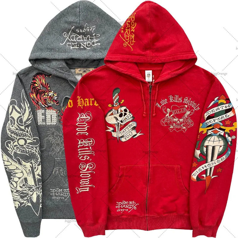 Street Casual Edition Harajuku Zipper Hoodie Mens American Gothic Rock Skeleton Oversized Sweatshirt Mens Y2K Bag 241112